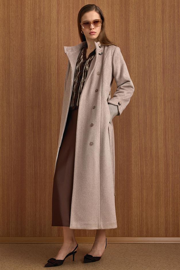 Hakim Yaka Ribana Detaylı Uzun Moher Kaban KUM 3160