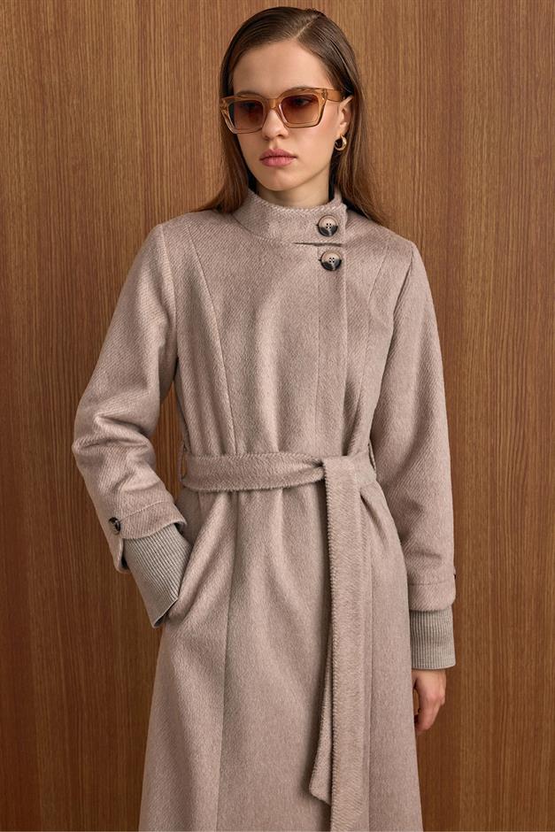 Hakim Yaka Ribana Detaylı Uzun Moher Kaban KUM 3160