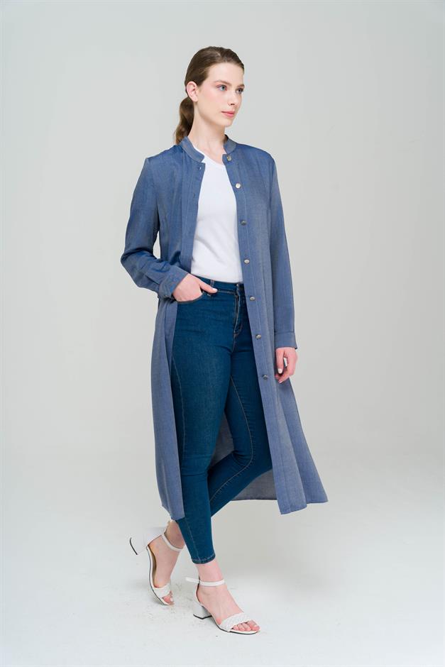 Hakim Yaka Uzun Tunik MAVİ 9826