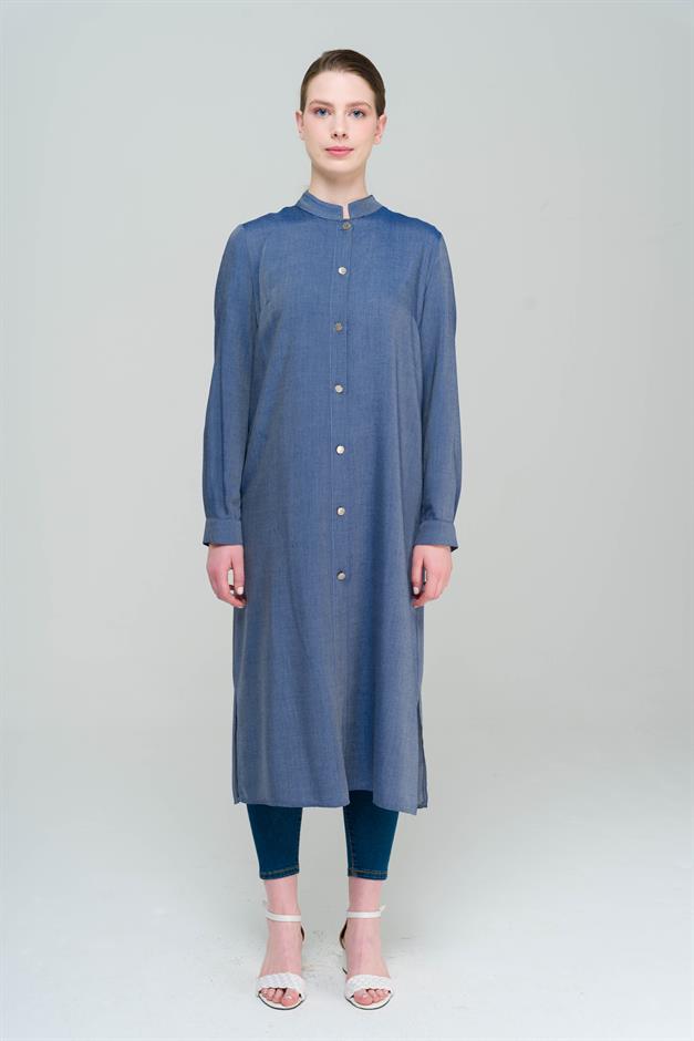 Hakim Yaka Uzun Tunik MAVİ 9826