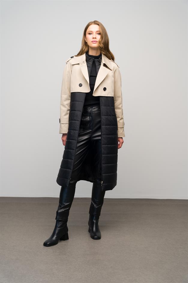 Quilted Combined Water Repellent Trench Coat IVORY 6619