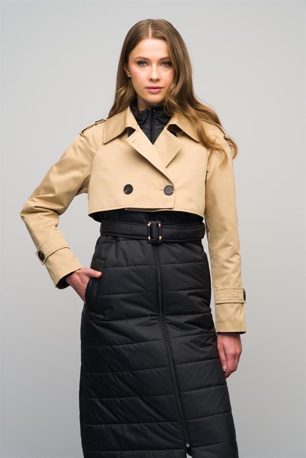 Quilted Combined Water Repellent Trench Coat CAMEL 6619