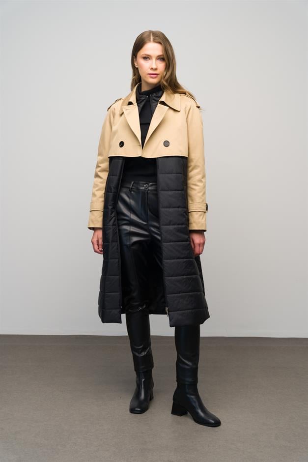 Quilted Combined Water Repellent Trench Coat CAMEL 6619