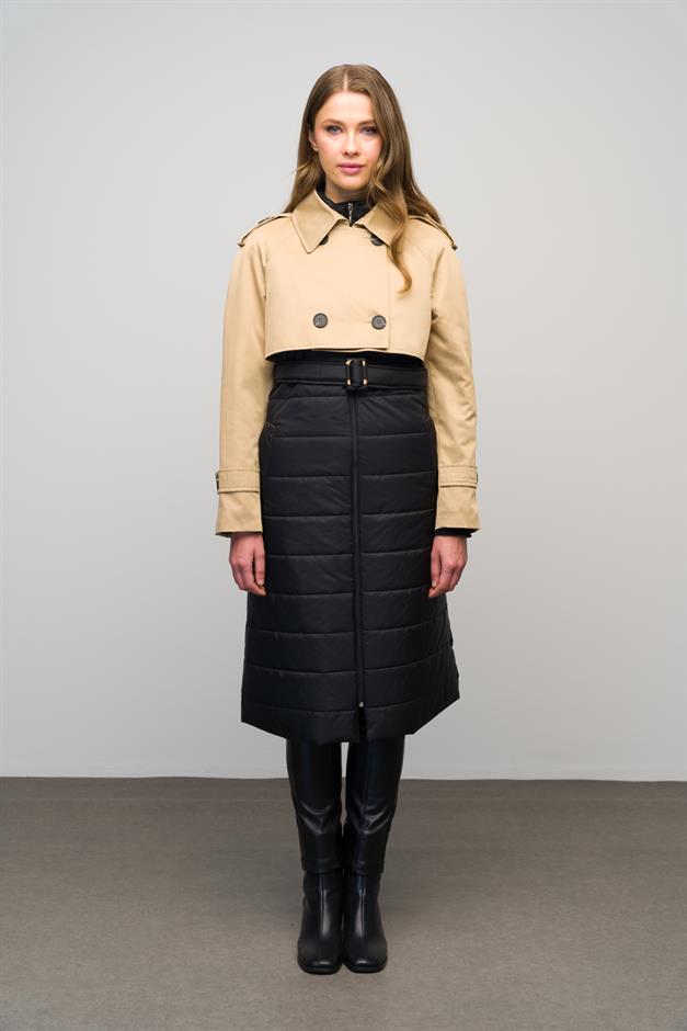 Quilted Combined Water Repellent Trench Coat CAMEL 6619