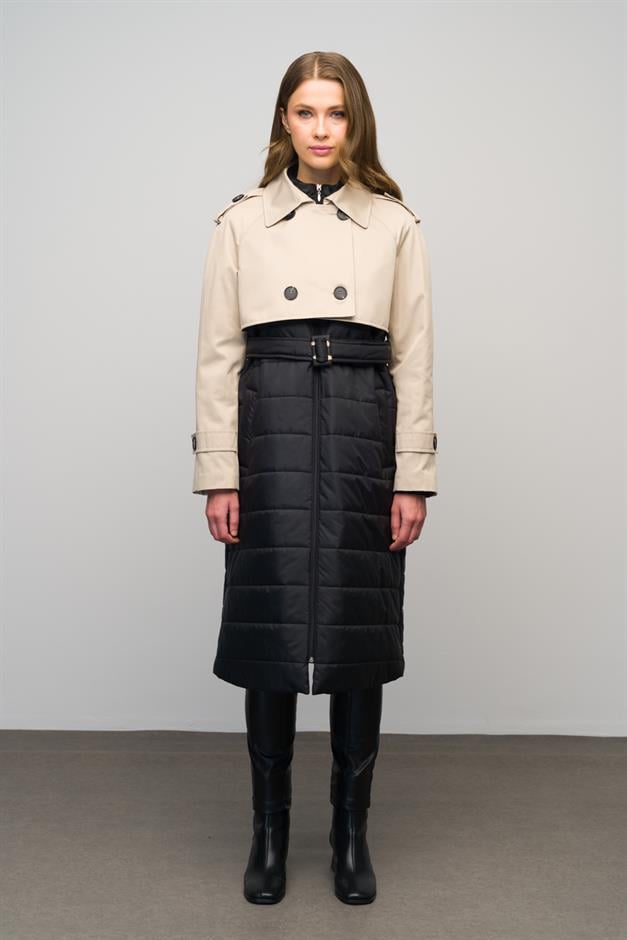 Quilted Combined Water Repellent Trench Coat IVORY 6619