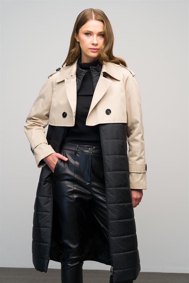 Quilted Combined Water Repellent Trench Coat IVORY 6619