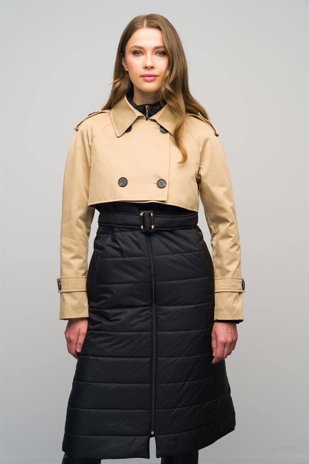 Quilted Combined Water Repellent Trench Coat CAMEL 6619