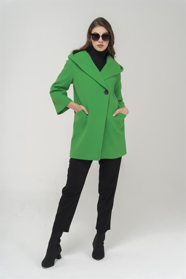 Hooded Tied Waist Coat LIGHT GREEN 3359