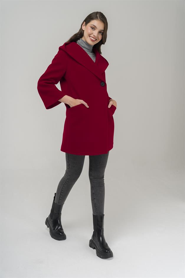 Hooded Tied Waist Coat RED 3359