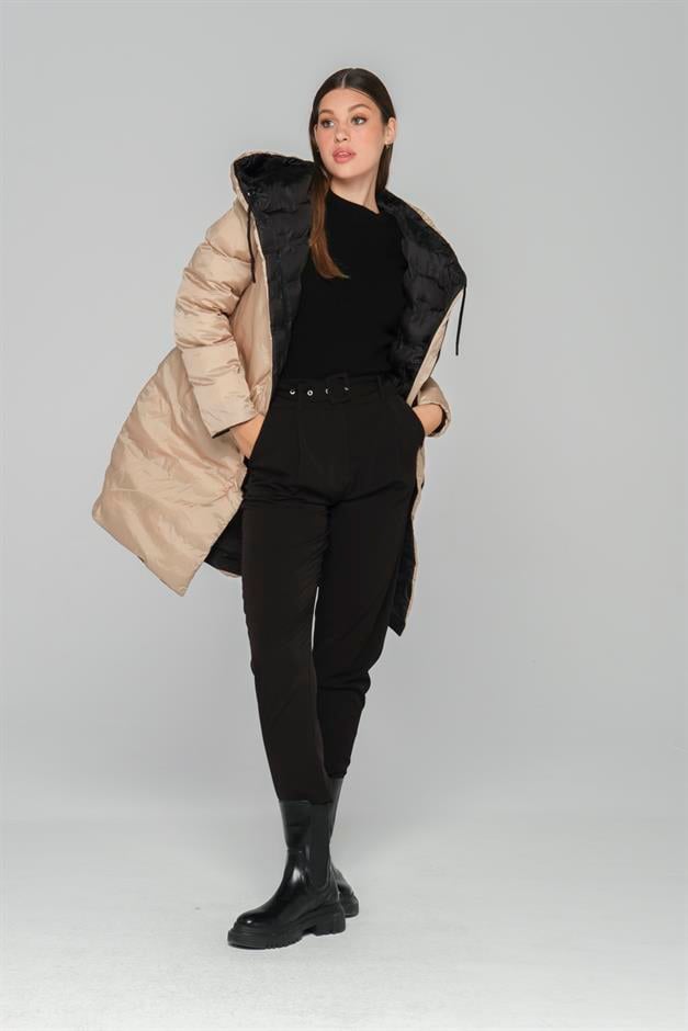 Hooded Double-Sided Patterned Puffer Jacket BLACK-STONE 6391