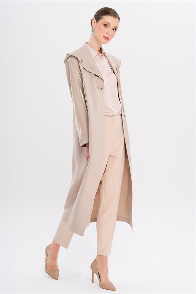 Hooded Snap Detail Unlined Coat STONE 6749
