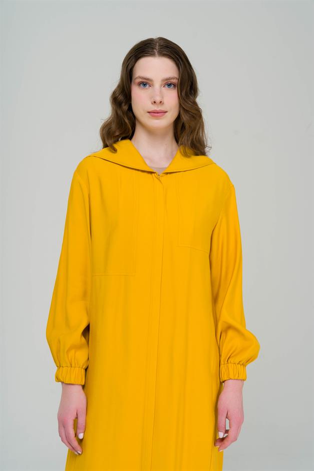 معطف غير مبطن بغطاء رأس وسحاب وتنورة مجمعة سافران 6587