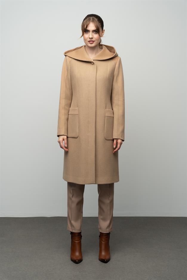 معطف غارني بغطاء رأس ونقشة رقاقة مفصلة كامل 3022