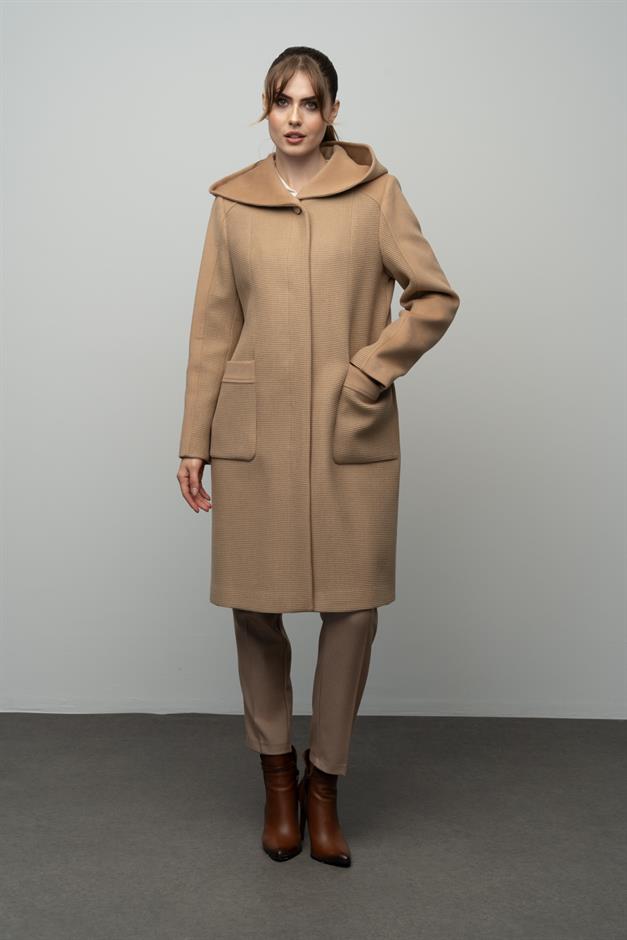 معطف غارني بغطاء رأس ونقشة رقاقة مفصلة كامل 3022