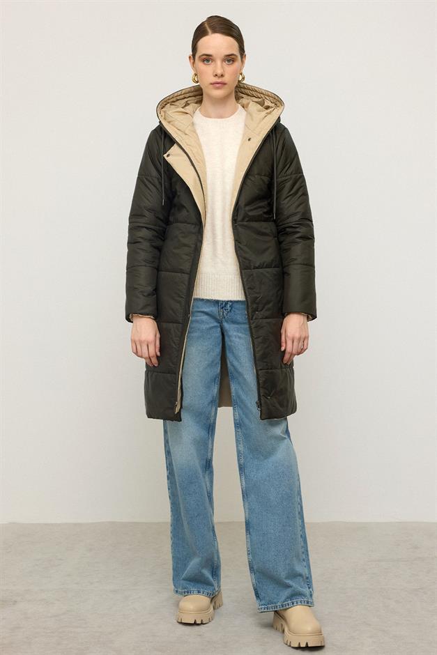 معطف غارني مبطن بغطاء للرأس ومفصل يمين 6782