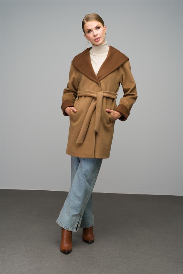 Hooded Garni Detailed Oversize Coat K. KAMEL 3069