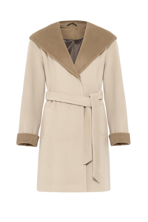 Hooded Garni Detailed Oversize Coat IVORY 3069