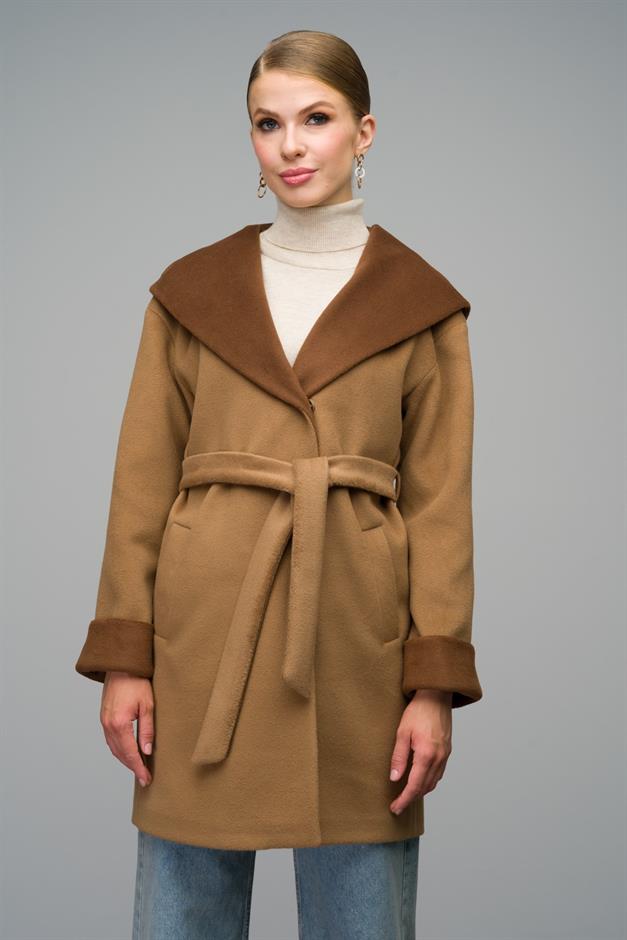 Hooded Garni Detailed Oversize Coat K. KAMEL 3069