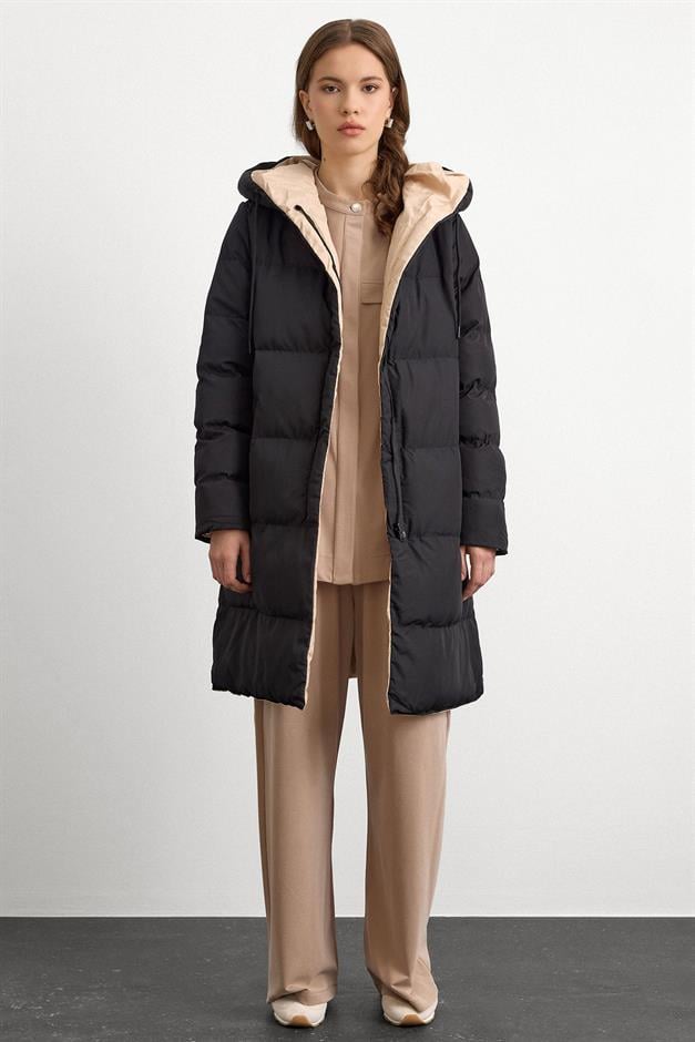 Hooded Two-Tone Double-Sided Puffer Jacket BLACK-STONE 5371