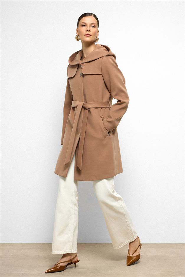 معطف بغطاء رأس وتفاصيل عباءة كامل 3109