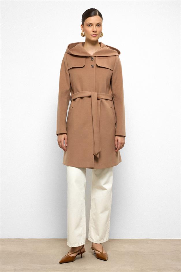 معطف بغطاء رأس وتفاصيل عباءة كامل 3109