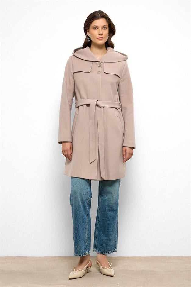 معطف بغطاء رأس وتفاصيل عباءة حجر 3109