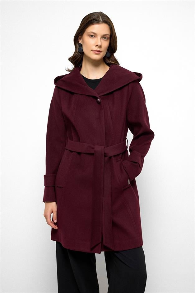 معطف بغطاء رأس مع تفاصيل غرزة منقطة أ. دامسون 3102