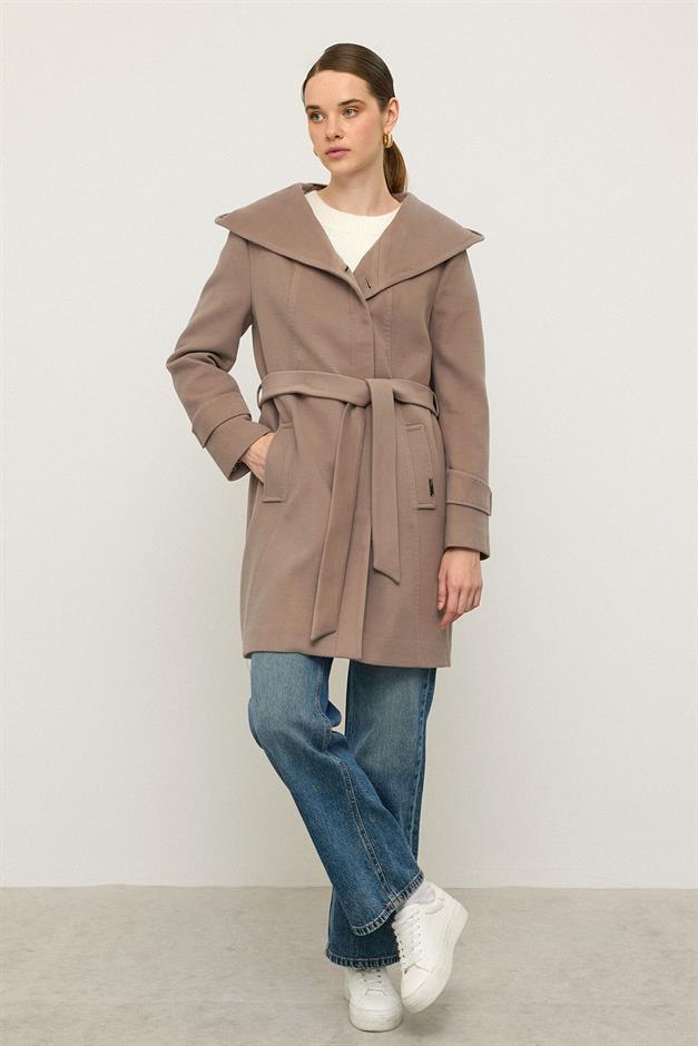 Hooded Coat with Punto Stitch Detail VIZON 3102