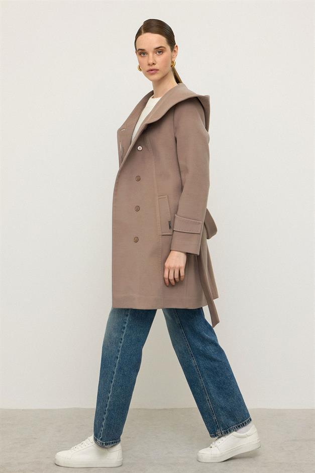 Hooded Coat with Punto Stitch Detail VIZON 3102