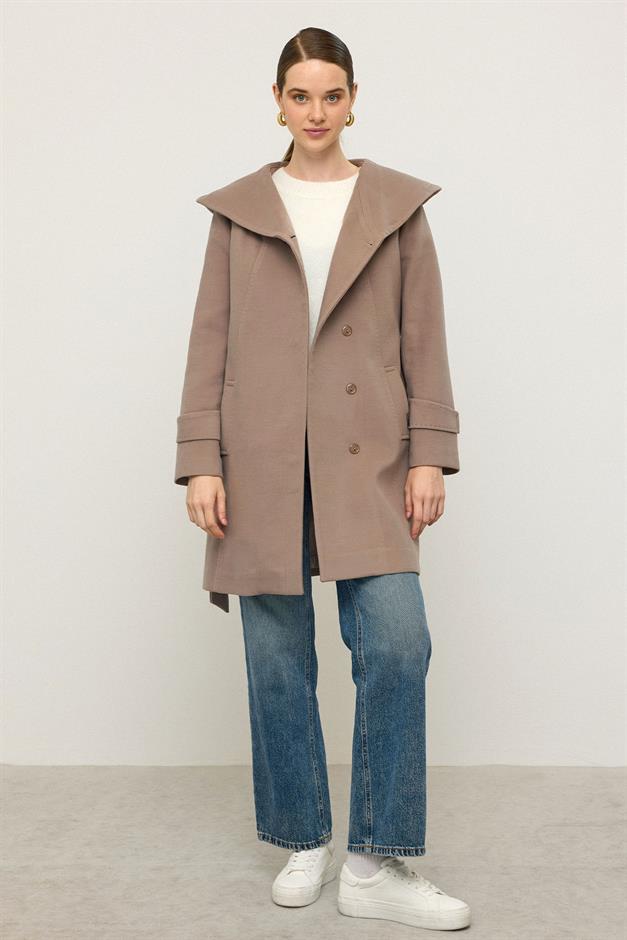 Hooded Coat with Punto Stitch Detail VIZON 3102