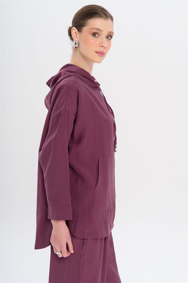 Hooded Casual Modal Two-Piece Suit DRIED ROSE 9294-TK