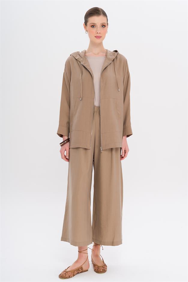 Hooded Casual Modal Two-Piece Suit CAMEL 9294-TK