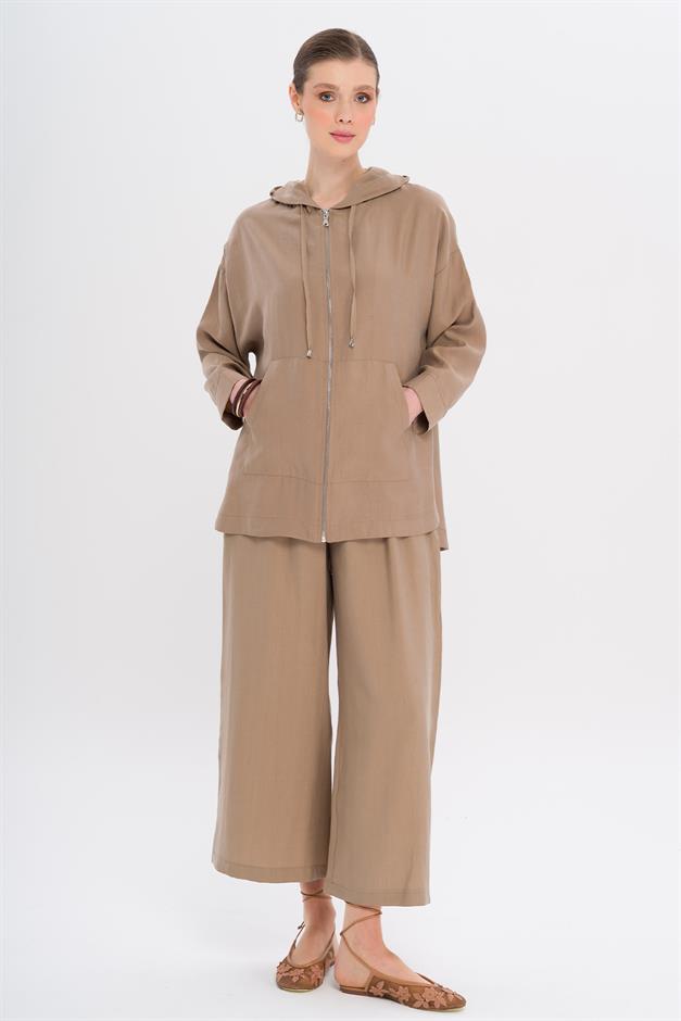 Hooded Casual Modal Two-Piece Suit CAMEL 9294-TK