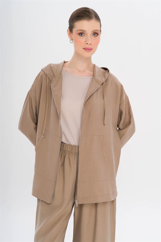 Hooded Casual Modal Two-Piece Suit CAMEL 9294-TK