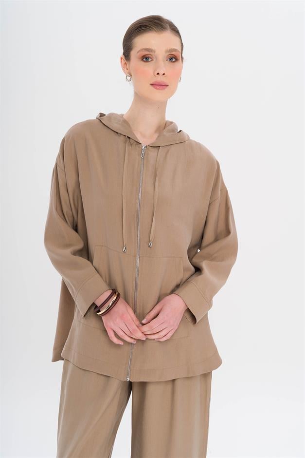 Hooded Casual Modal Two-Piece Suit CAMEL 9294-TK