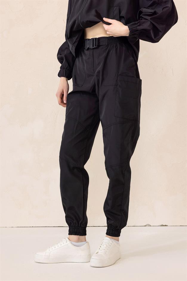 Hooded Batwing Sleeve Sports Suit BLACK 9276-TK