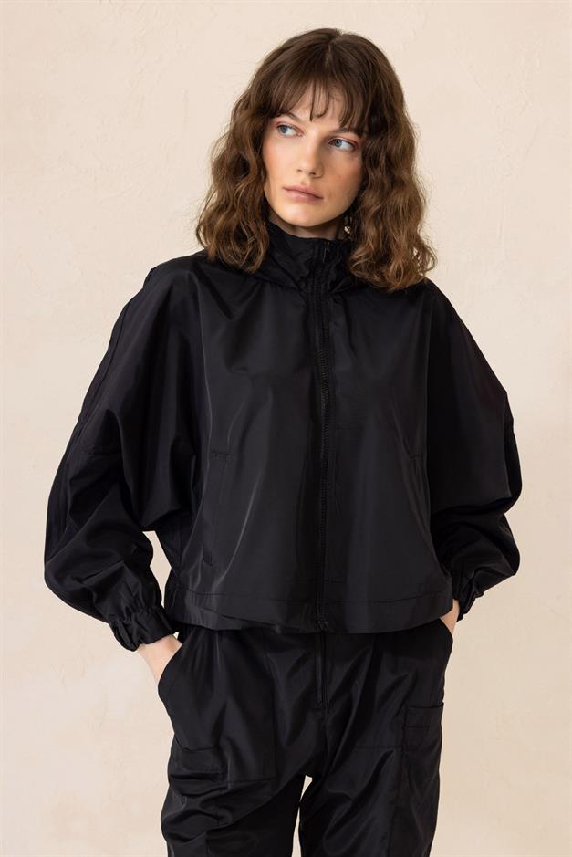 Hooded Batwing Sleeve Sports Suit BLACK 9276-TK