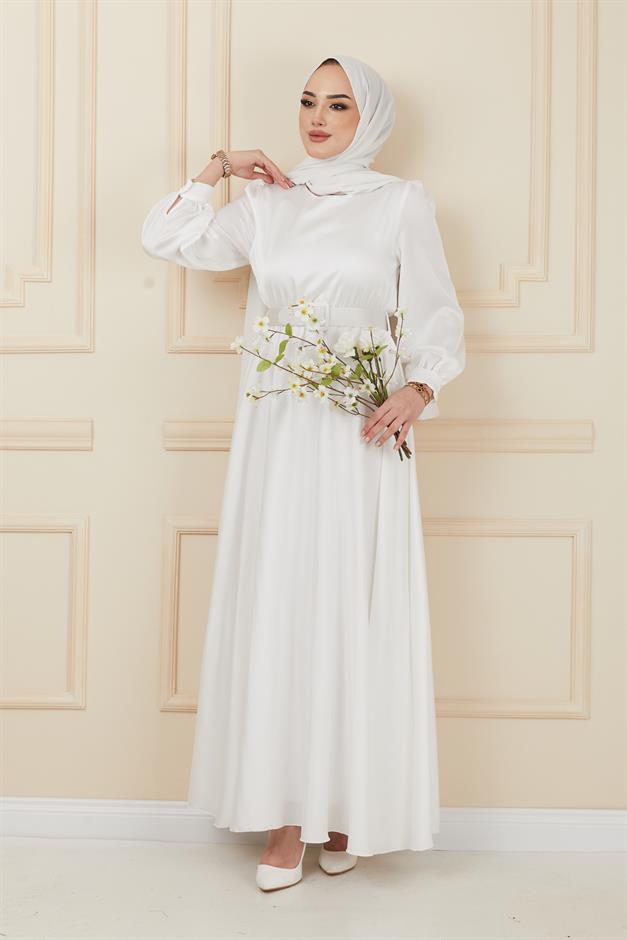 فستان سهرة واسع مع حزام إكسسوار وحدة التحكم الإلكترونية 1602