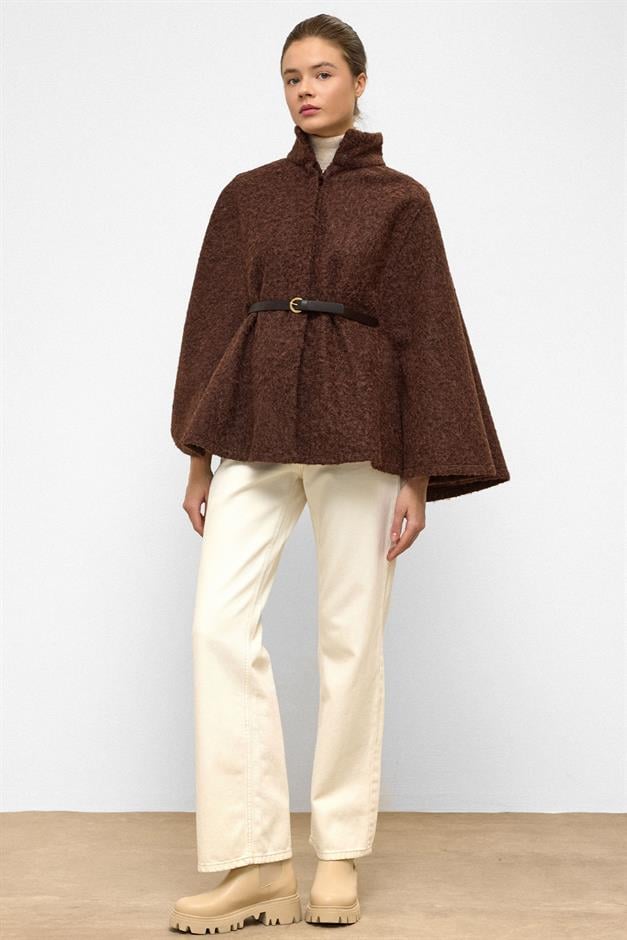 بونشو سميك بحزام قهوة 3154