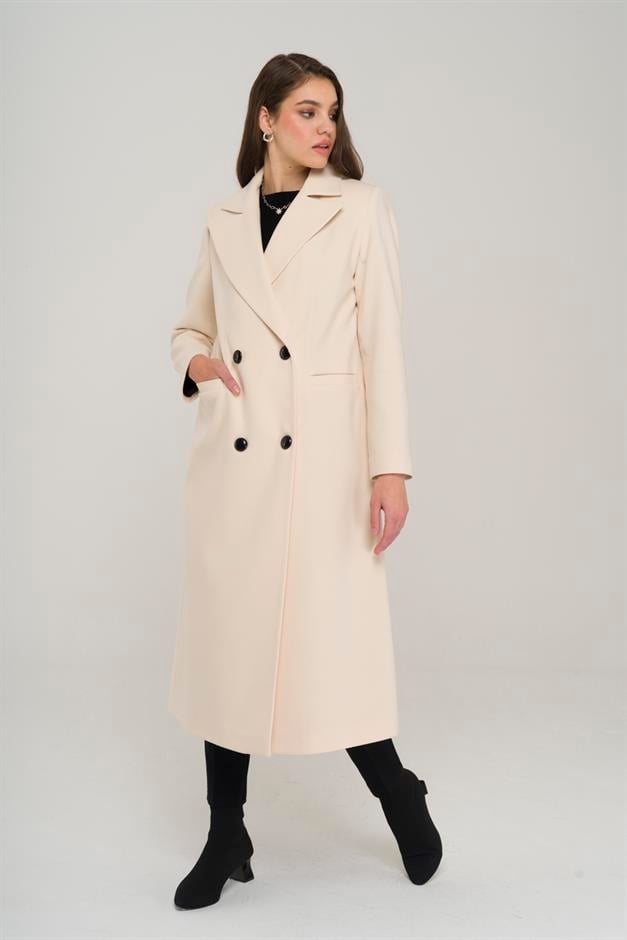 Double-breasted Mid-Length Coat IVORY 3913