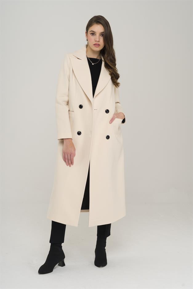 Double-breasted Mid-Length Coat IVORY 3913