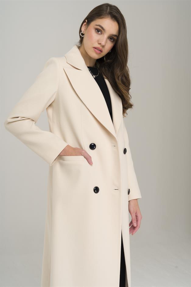 Double-breasted Mid-Length Coat IVORY 3913