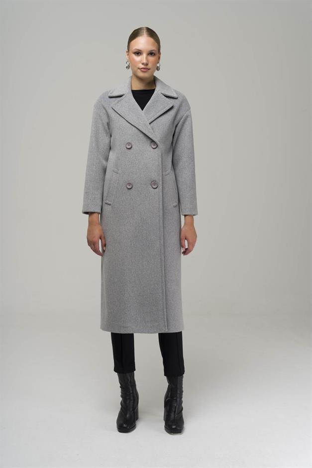 Double Breasted Mid-Length Oversize Coat A.GRI 3860-Y
