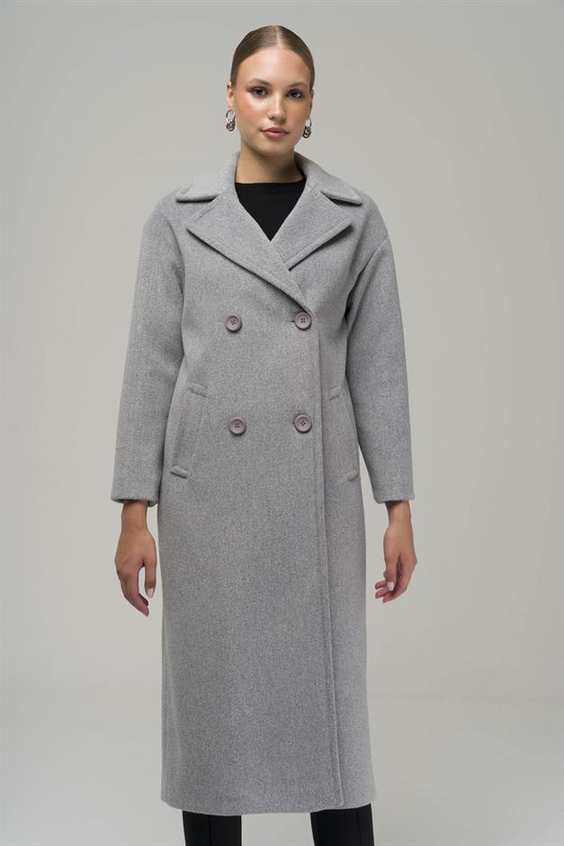 Double Breasted Mid-Length Oversize Coat A.GRI 3860-Y
