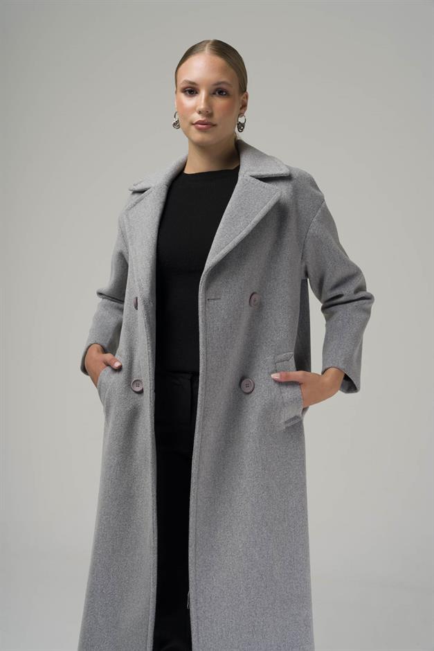 Double Breasted Mid-Length Oversize Coat A.GRI 3860-Y