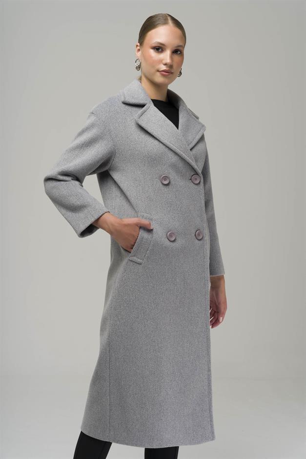 Double Breasted Mid-Length Oversize Coat A.GRI 3860-Y