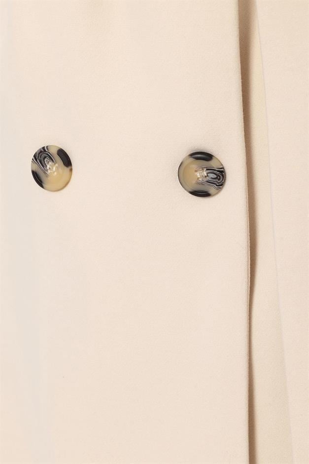 Double-Breasted Mid-Length Coat with Waist Tie IVORY 3754