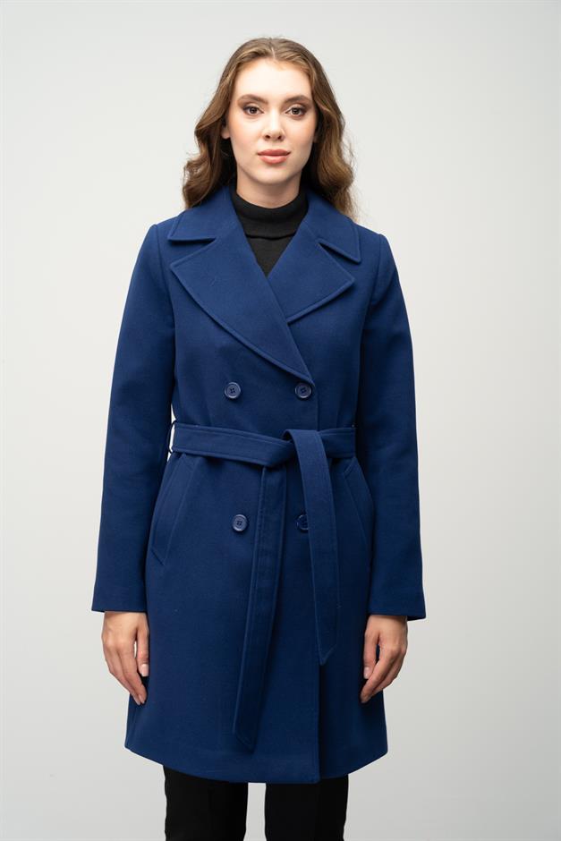 معطف مزدوج الصدر مربوط عند الخصر ساكس 3058