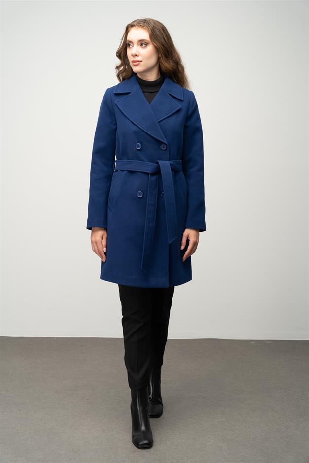 معطف مزدوج الصدر مربوط عند الخصر ساكس 3058