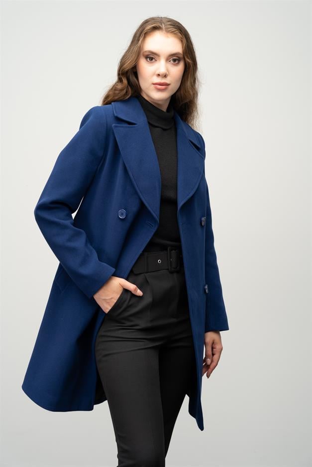 معطف مزدوج الصدر مربوط عند الخصر ساكس 3058